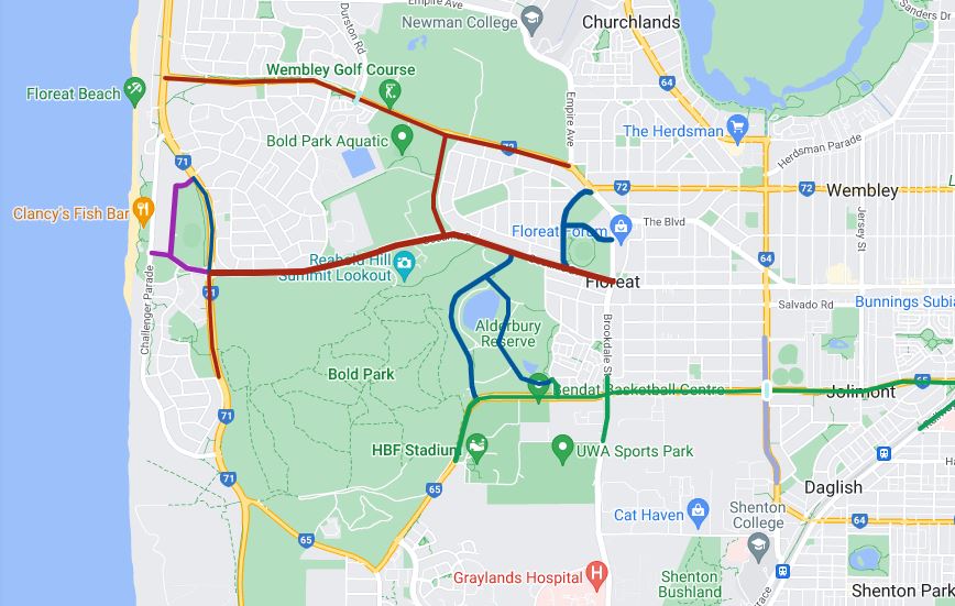 News City to Surf road closures Sun 27 Aug HBF Stadium